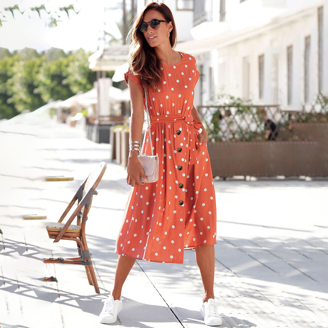 Abito estivo leggero da donna con pois | Midi