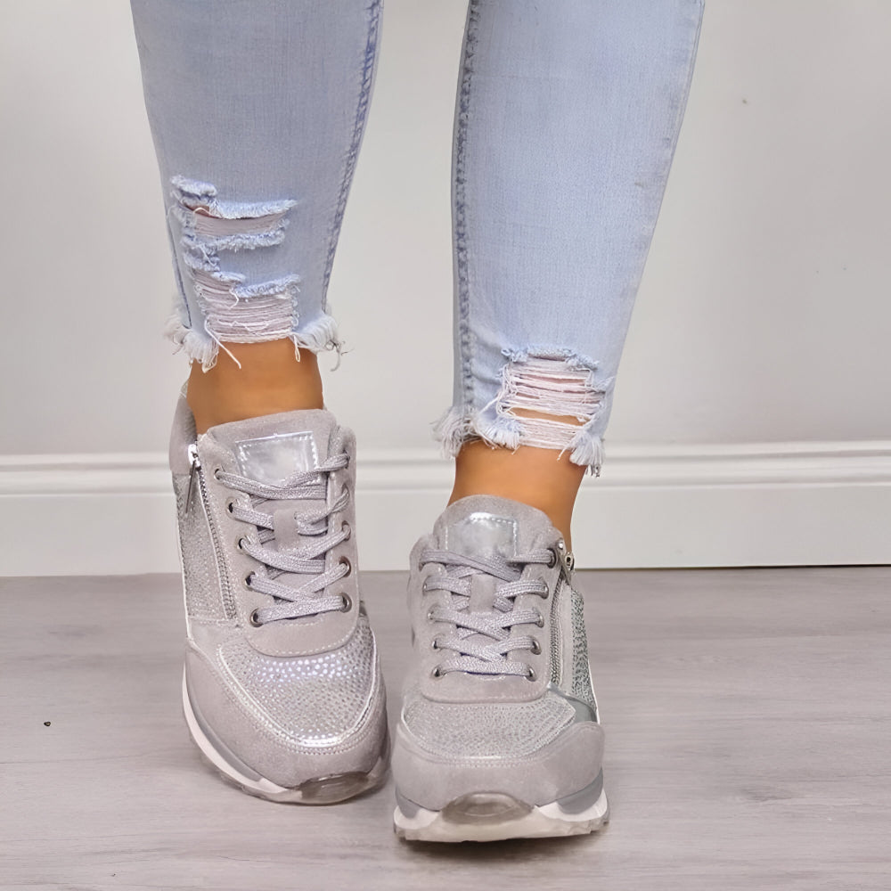 Dames Canvas Gympen Platform – Luipaardprint Veters