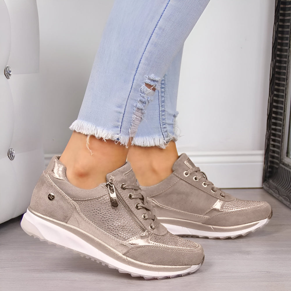 Dames Canvas Gympen Platform – Luipaardprint Veters