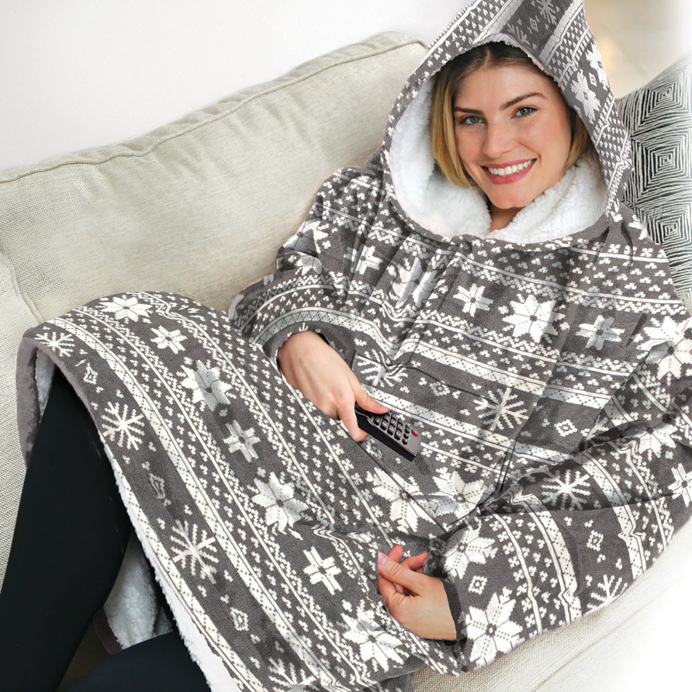 Oversized Hoodie Fleece Deken met Sherpa Voering voor Warmte