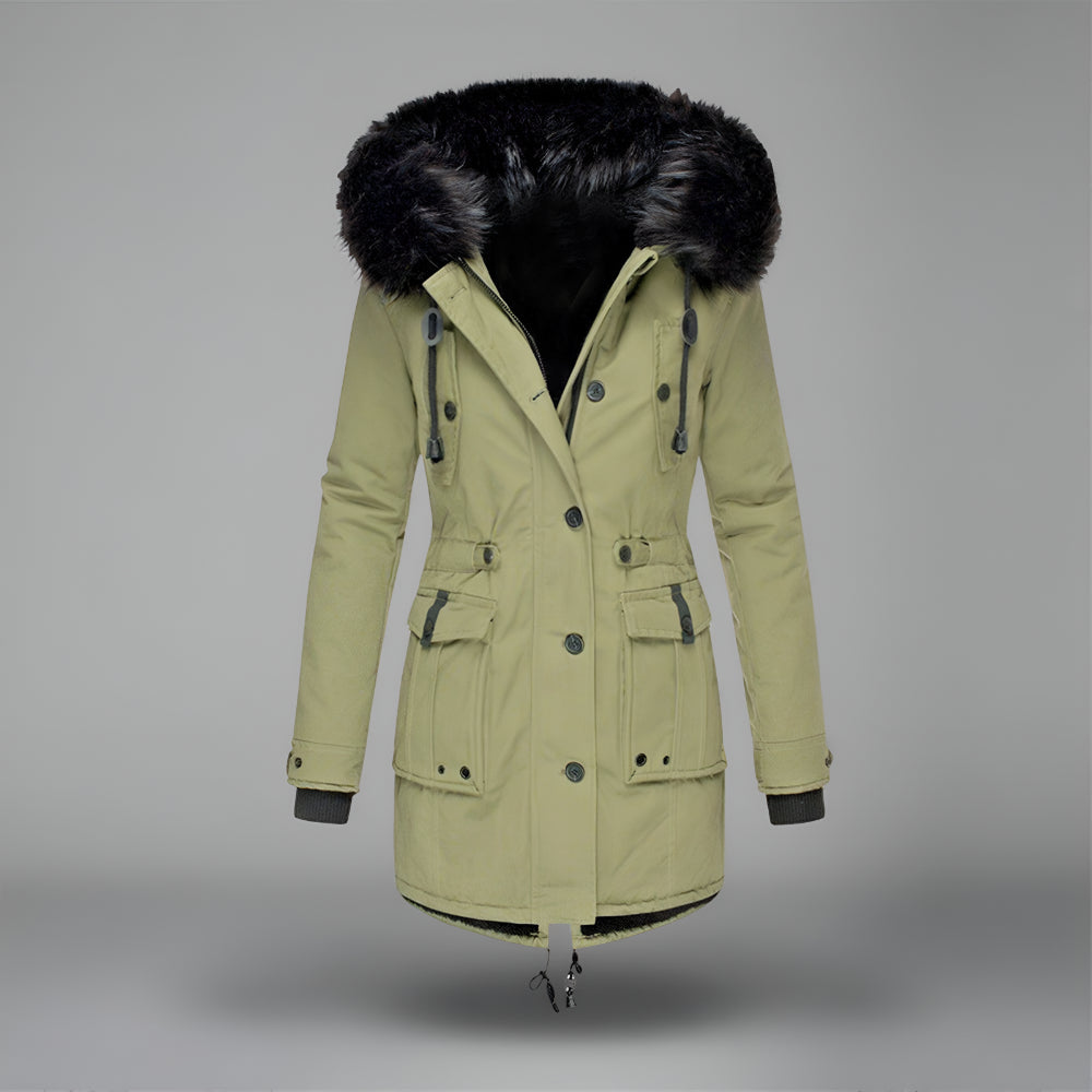 Dames Warme Lange Winterjas Parka – Met Capuchon
