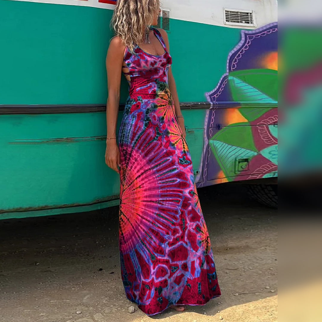 Abito estivo maxi tie-dye arioso da donna
