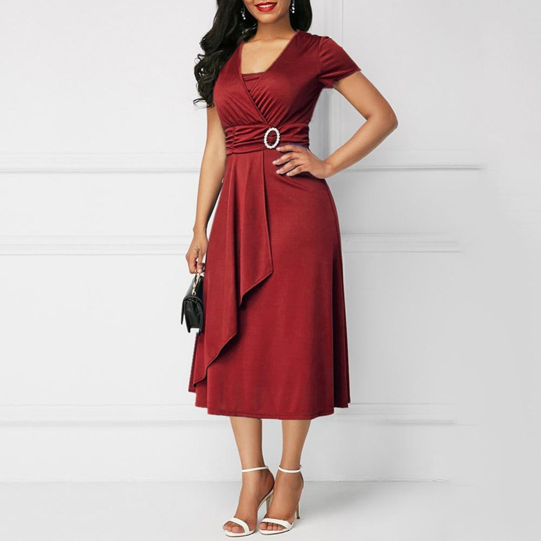 Abito avvolgente elegante da donna con cintura | Midi