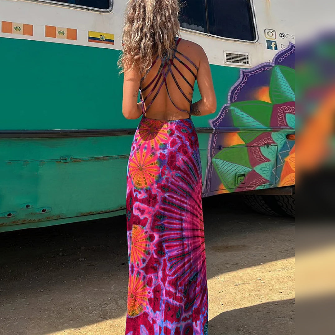 Abito estivo maxi tie-dye arioso da donna