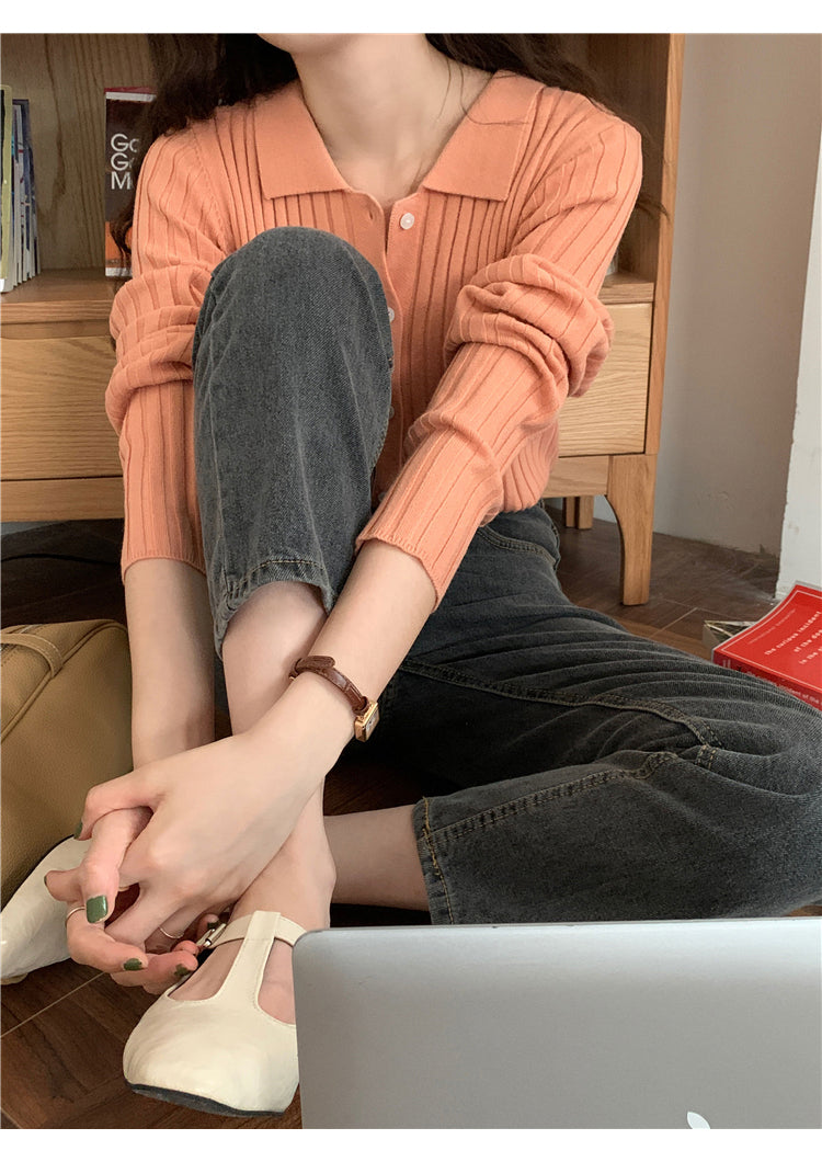 Dames Casual Zomer Pullover | Langarm, Geribbeld