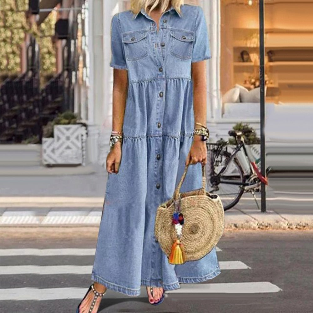 Emma | Abito estivo in denim per donne | Maxi