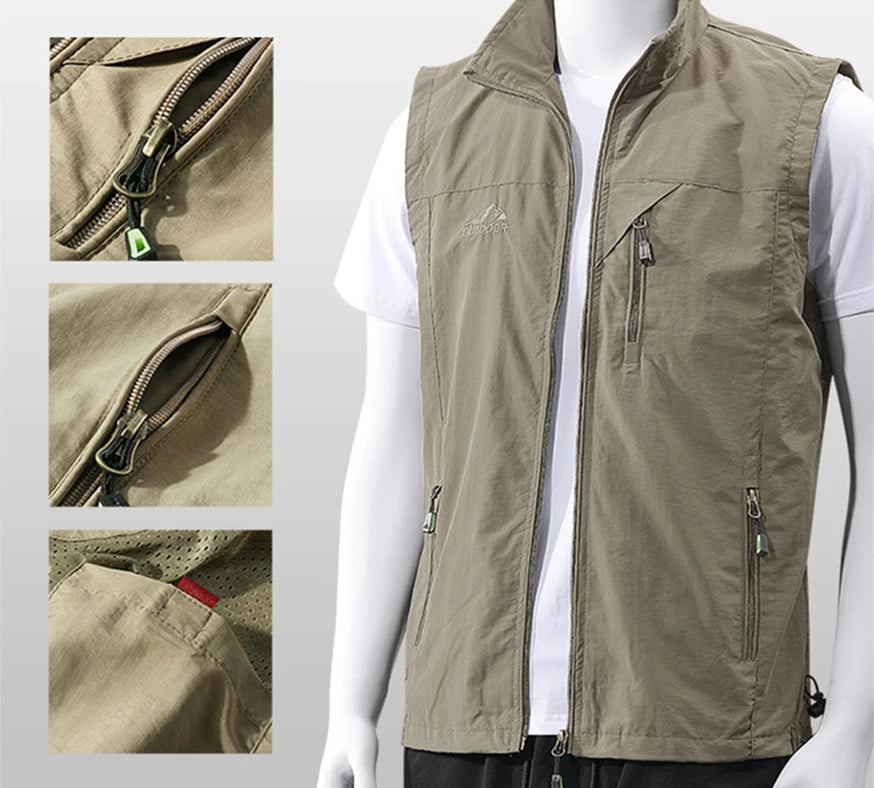 Heren Lichte Outdoor Weste | Zomer, Ritssluiting