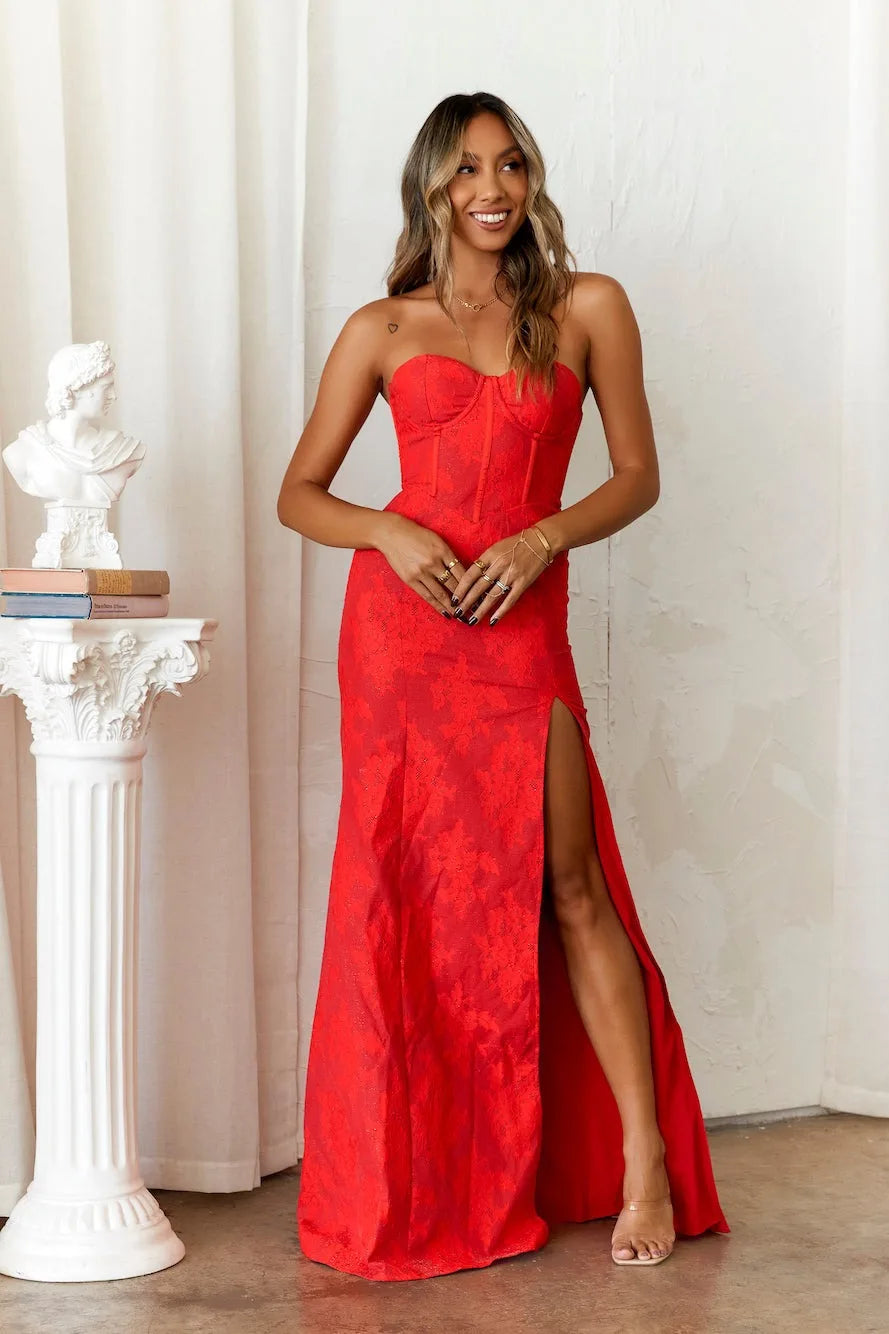 Dames Sexy Rode Avondjurk | Maxi