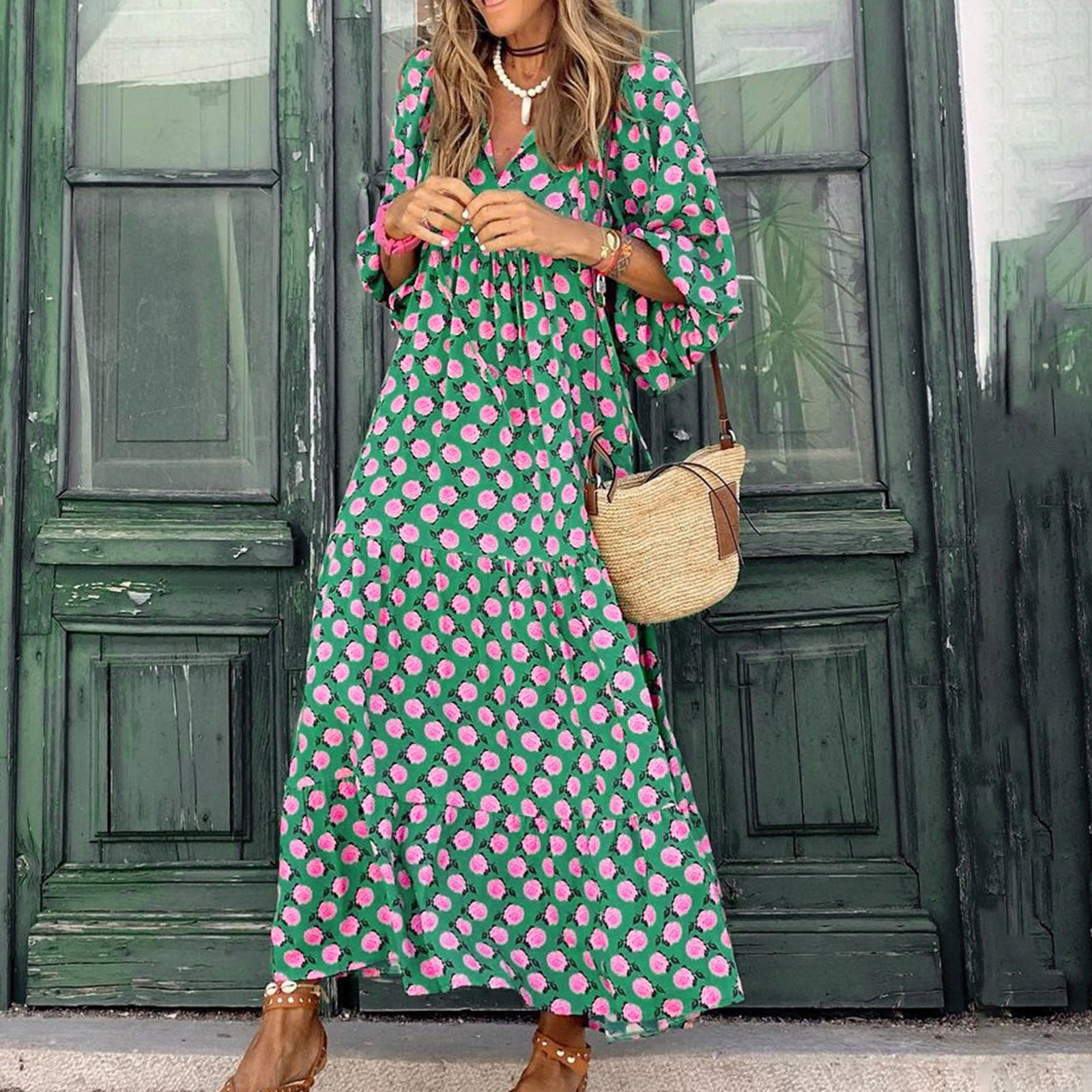 Dames Luchtige Geometrische Zomerjurk | Maxi