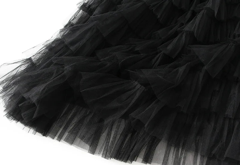 Dames Tulle geplooide rok | Lang