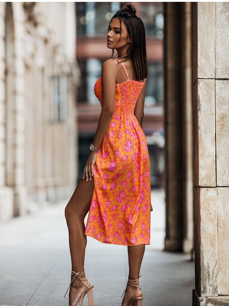 Dames Charmante Bloemenprint Zomerjurk | Midi