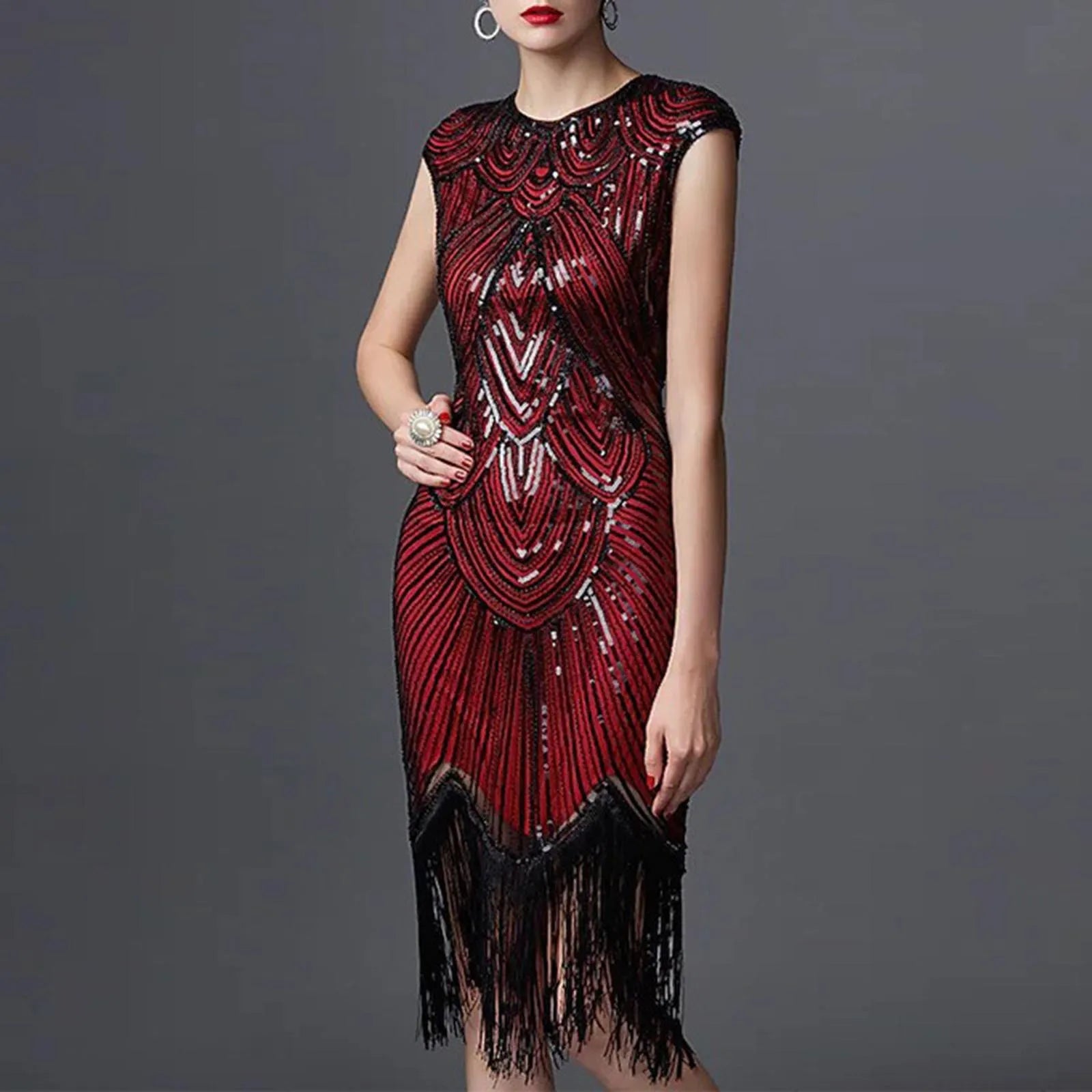Dames Vintage Franje Feestjurk | Midi
