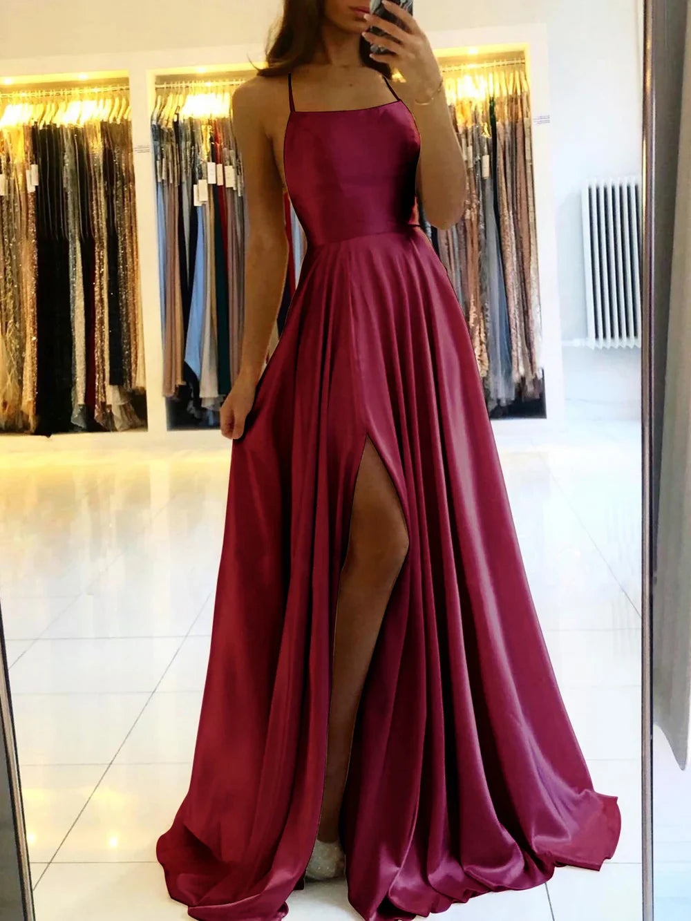 Dames Satijnen Elegante Avondjurk | Maxi