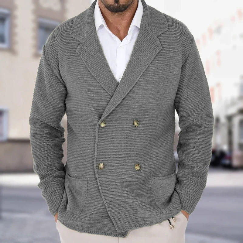 Heren Gebreide Blazer | Lang, Dubbel Knoopsluiting