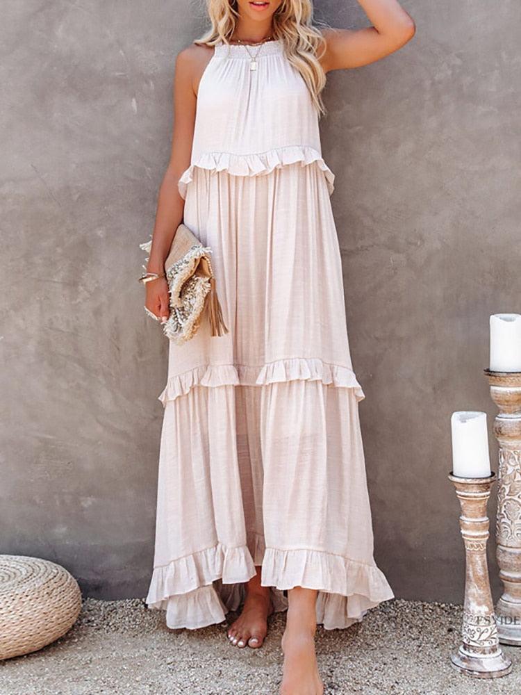 Abito estivo arioso da donna con ruches | Maxi