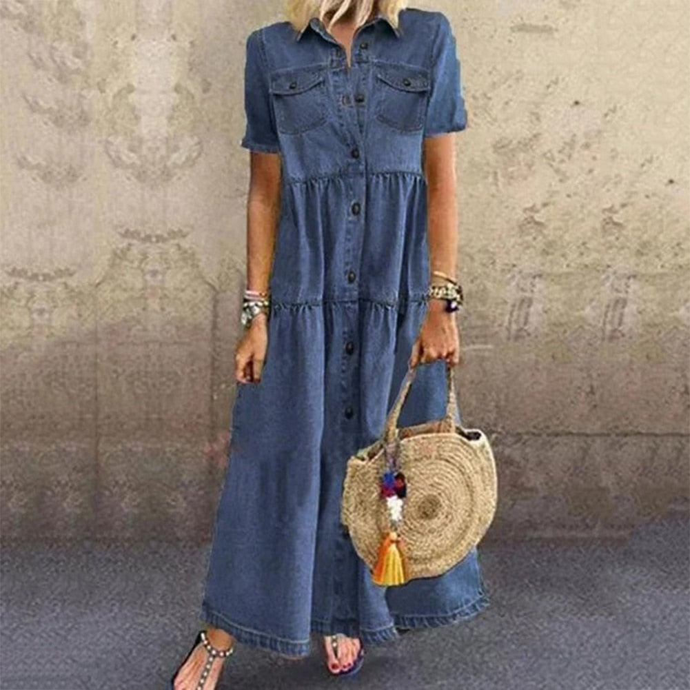 Emma | Abito estivo in denim per donne | Maxi