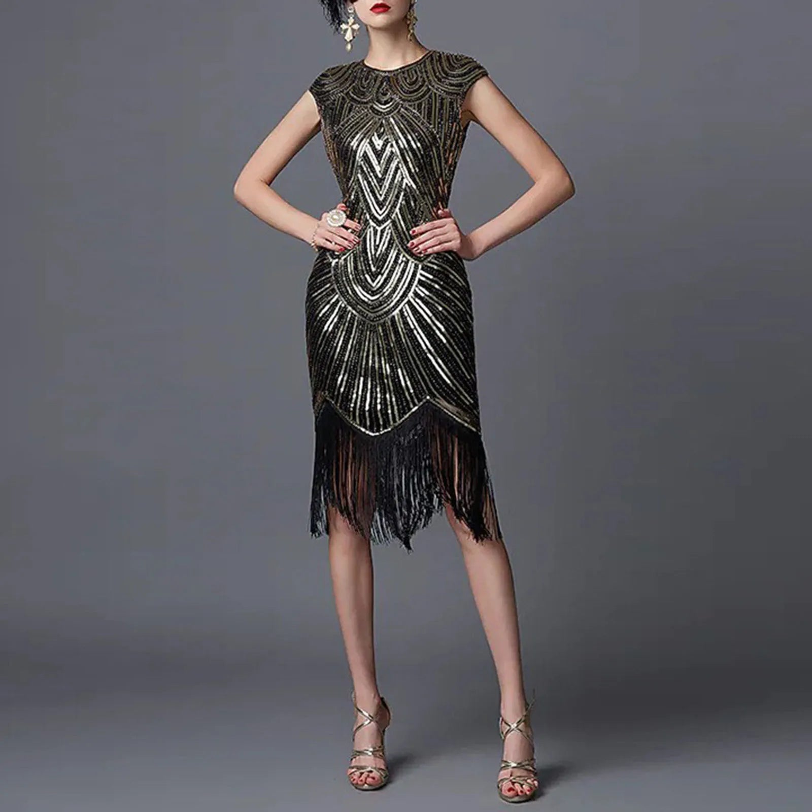Dames Vintage Franje Feestjurk | Midi