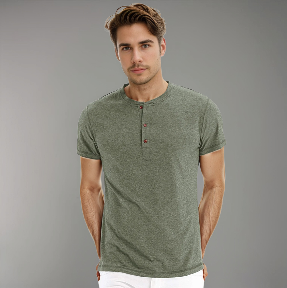 Heren Stehkragen T-shirt | Kort Model
