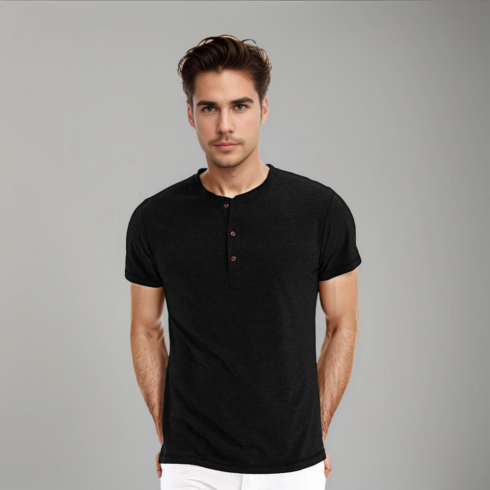 Heren Stehkragen T-shirt | Kort Model