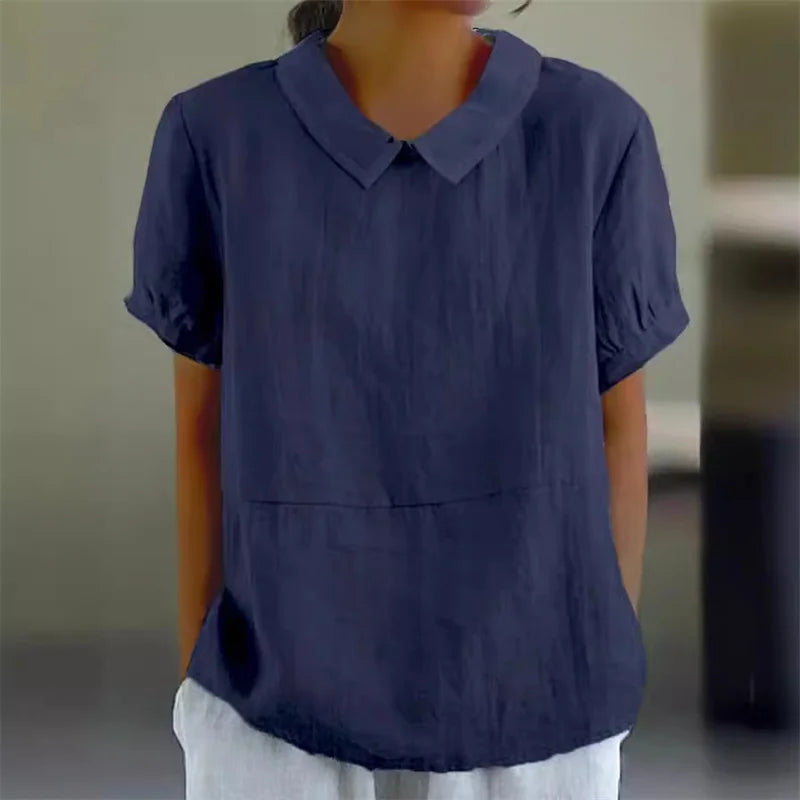 Dames Zomerse Luchtige Blouse | Peterpankraag, Kortemouw