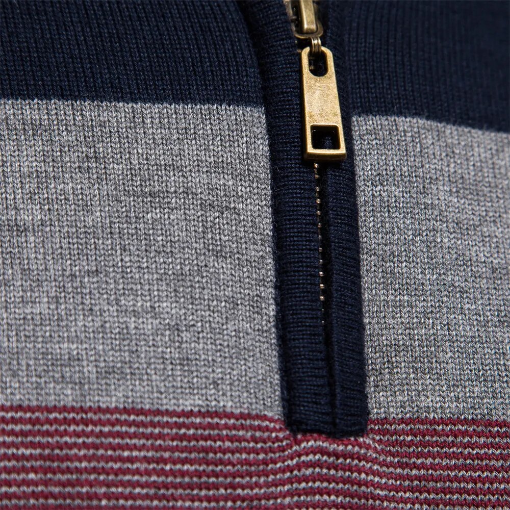Heren Gestreepte Pullover | Korte Ritsstijl