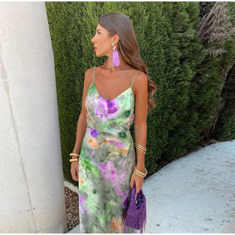 Dames Satijnen Zomerjurk | Maxi