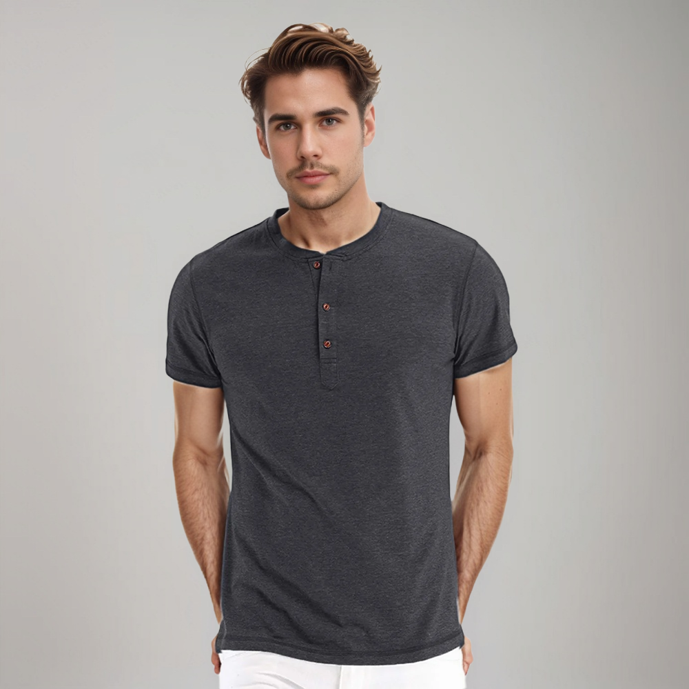 Heren Stehkragen T-shirt | Kort Model