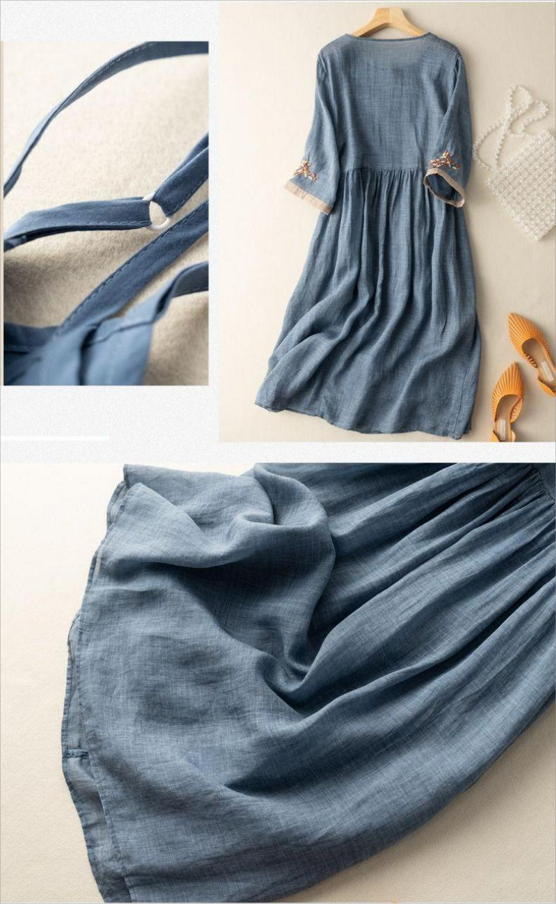 Abito Estivo Vintage in Lino per Donne | Midi