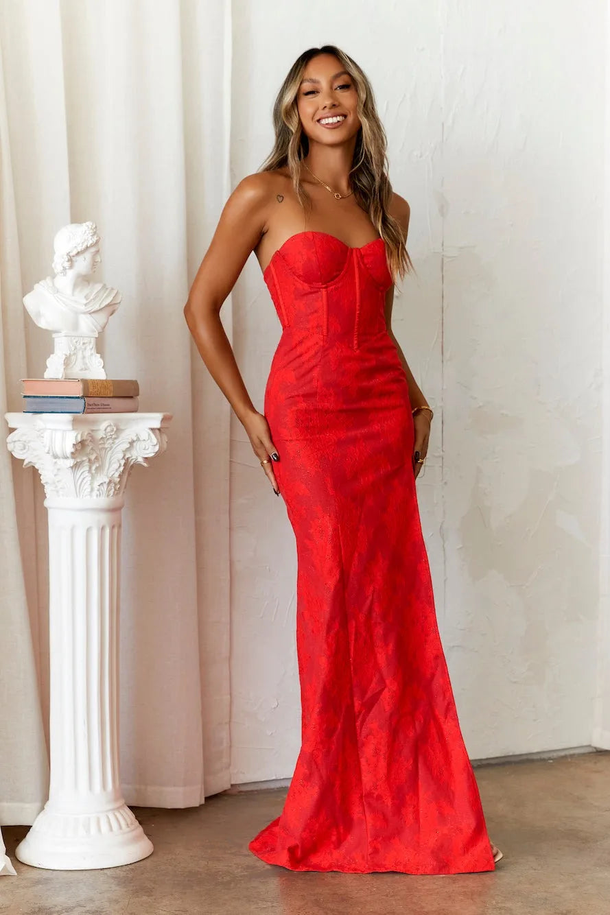 Dames Sexy Rode Avondjurk | Maxi