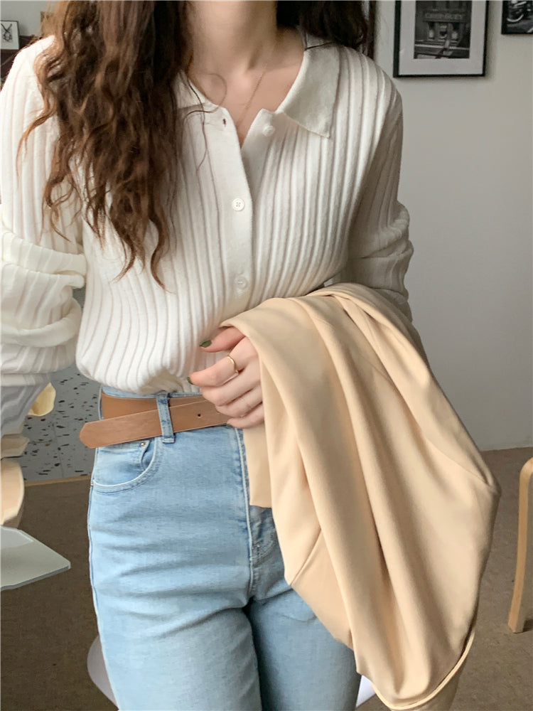 Dames Casual Zomer Pullover | Langarm, Geribbeld