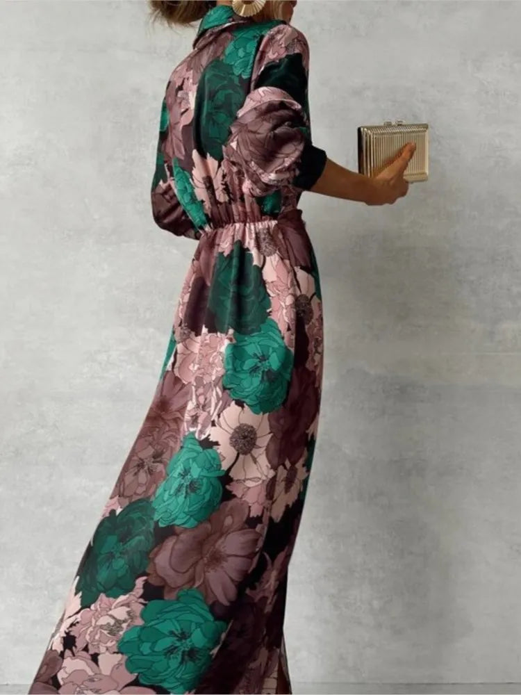 Dames Elegante zomerjurk met bloemenprint en ceintuur | Maxi