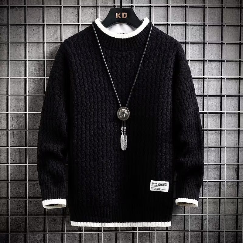 Heren Geblokte Pullover | Warme Rollkraagstijl