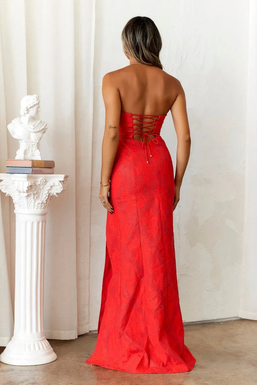 Dames Sexy Rode Avondjurk | Maxi