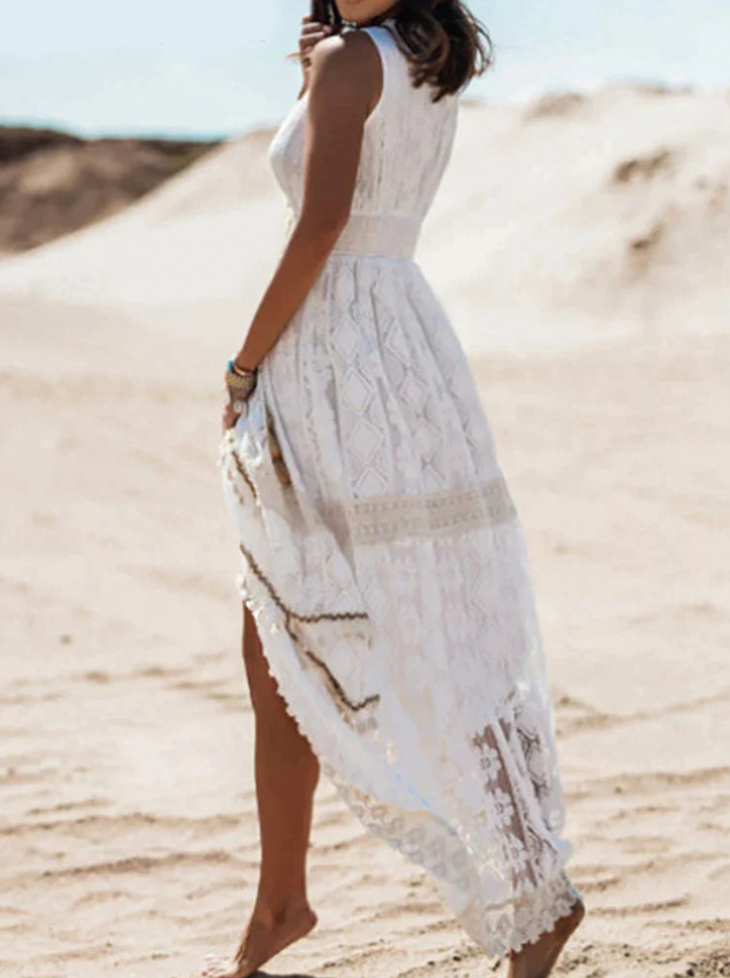 Abito estivo vintage da donna con dettagli in pizzo | Maxi