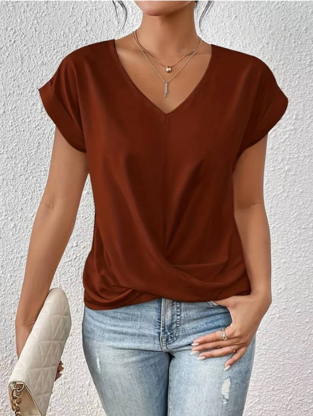 Dames Zomerse Elegante Top | V-hals, Gedraaid Voorpand
