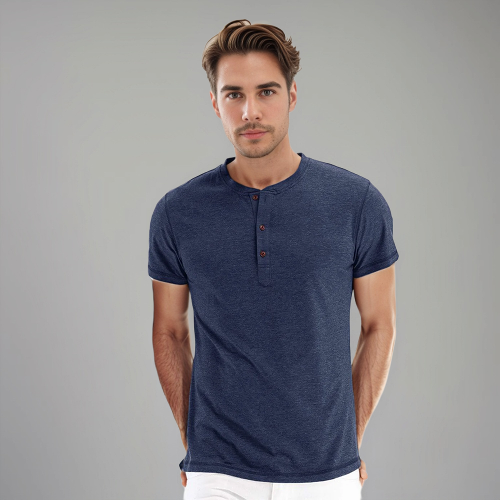 Heren Stehkragen T-shirt | Kort Model