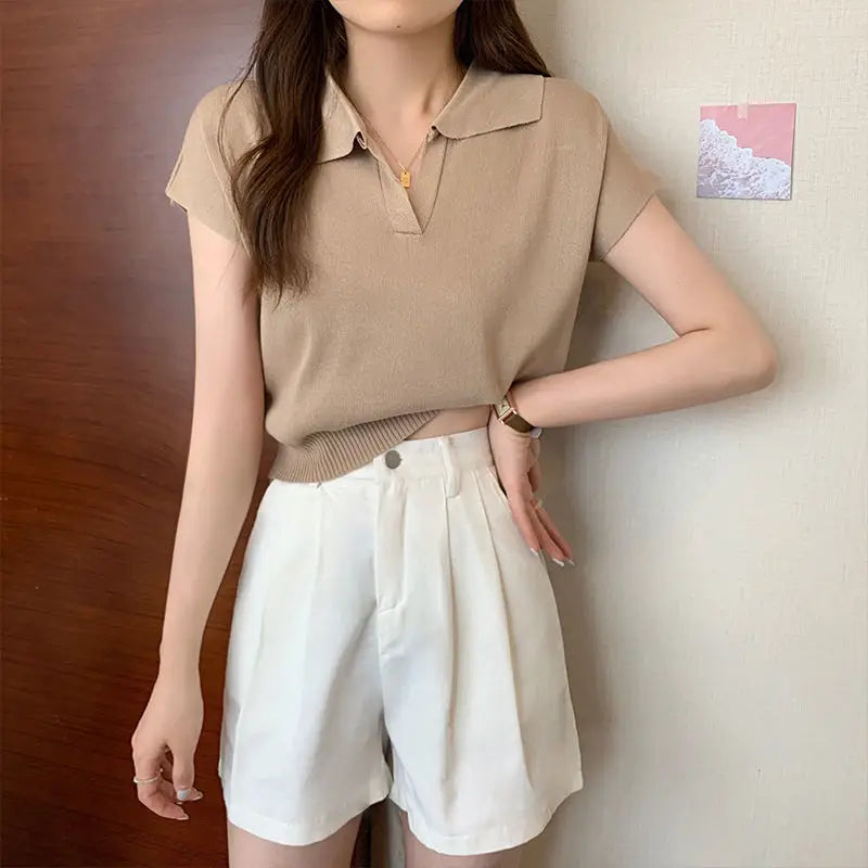 Dames Elegante Zomer Poloshirt | Kort, Lichtgewicht