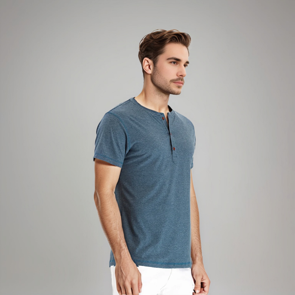 Heren Stehkragen T-shirt | Kort Model
