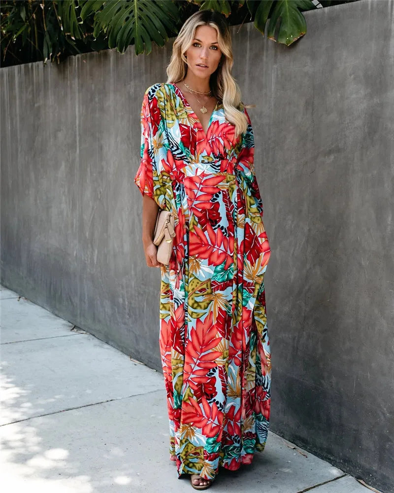 Dames Luchtige Tropenprint Zomerjurk | Maxi