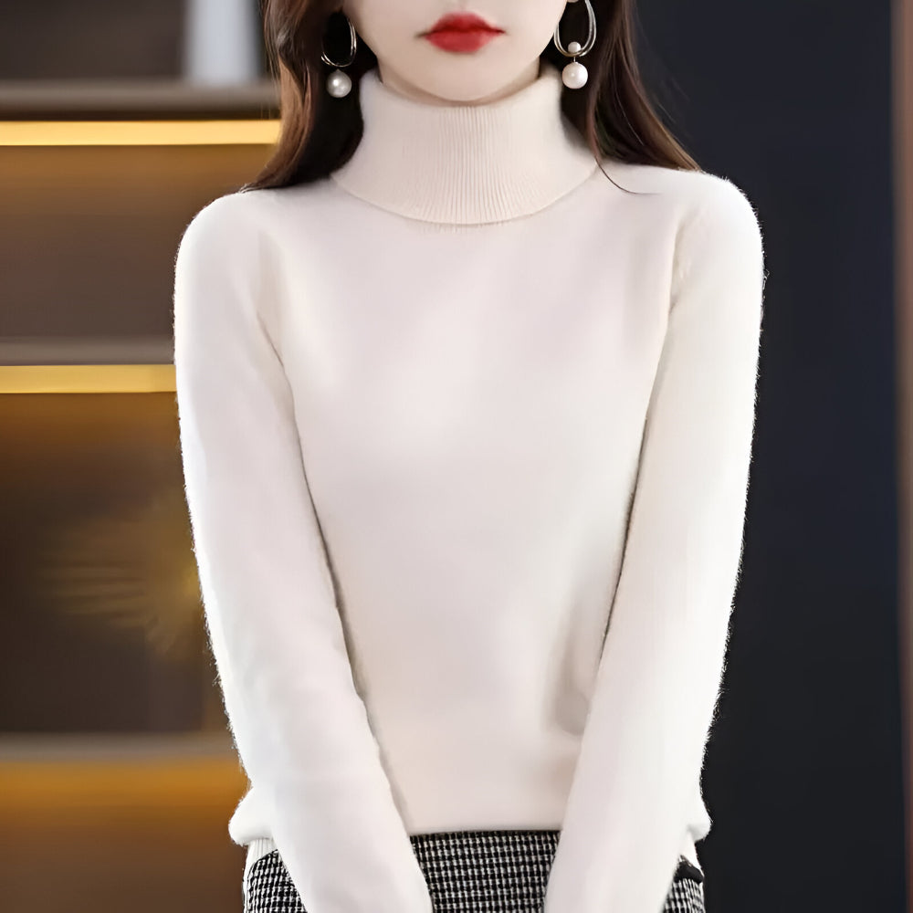 Dames Coltrui Lange Mouwen Trui – Slim Fit Basic