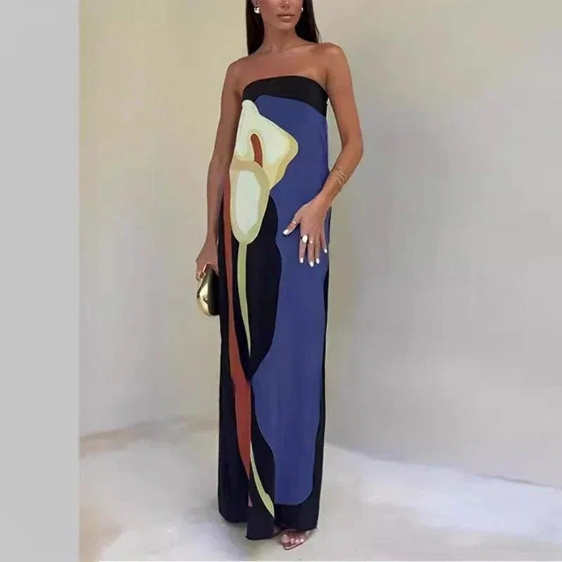 Abito estivo elegante da donna con stampa astratta | Maxi