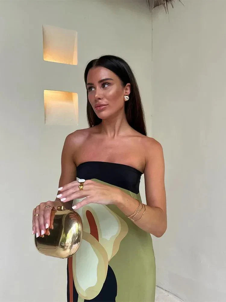 Abito estivo elegante da donna con stampa astratta | Maxi