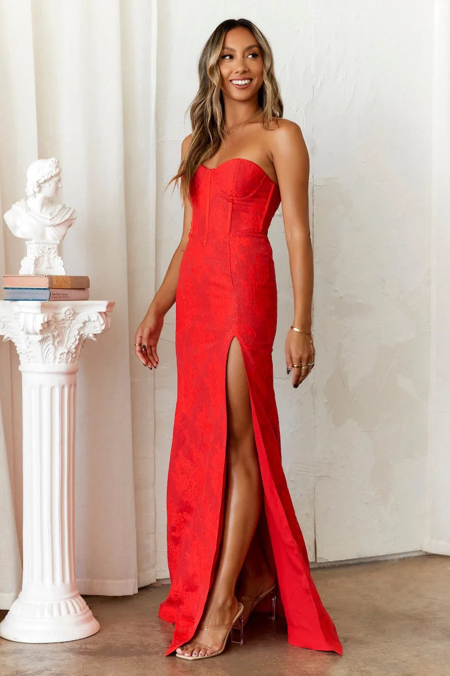 Dames Sexy Rode Avondjurk | Maxi