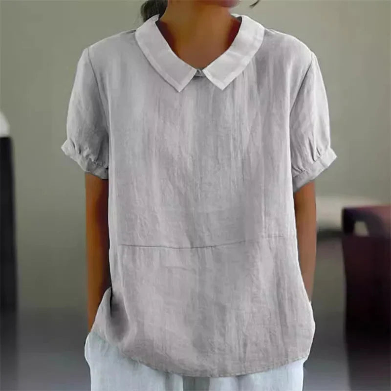 Dames Zomerse Luchtige Blouse | Peterpankraag, Kortemouw
