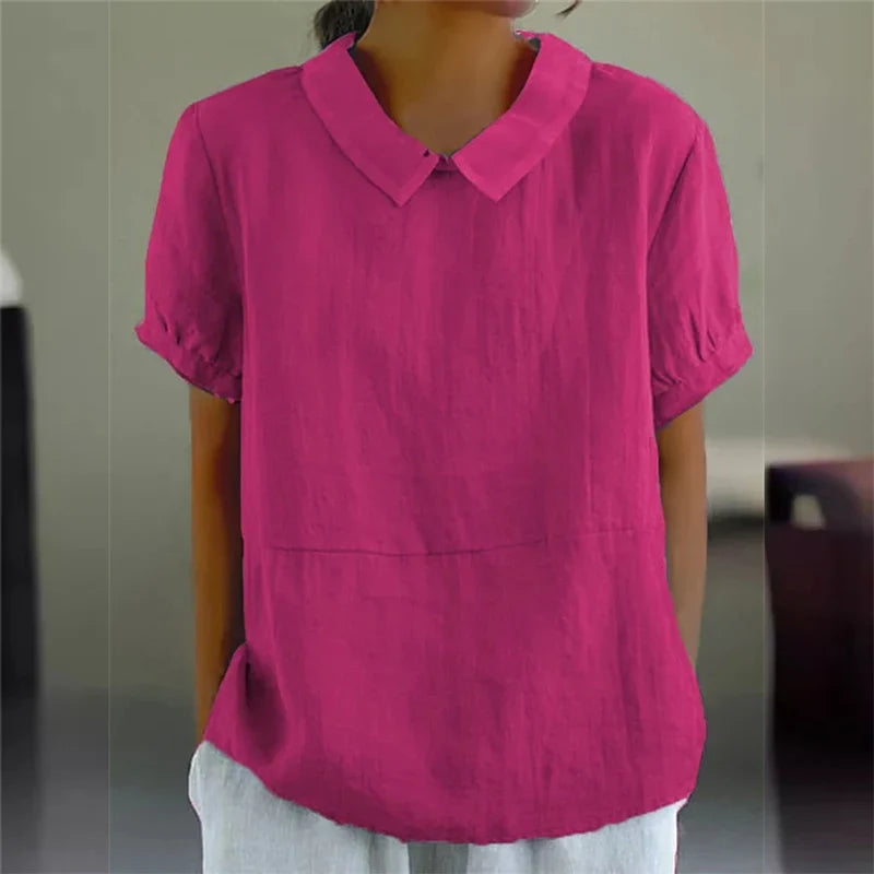 Dames Zomerse Luchtige Blouse | Peterpankraag, Kortemouw