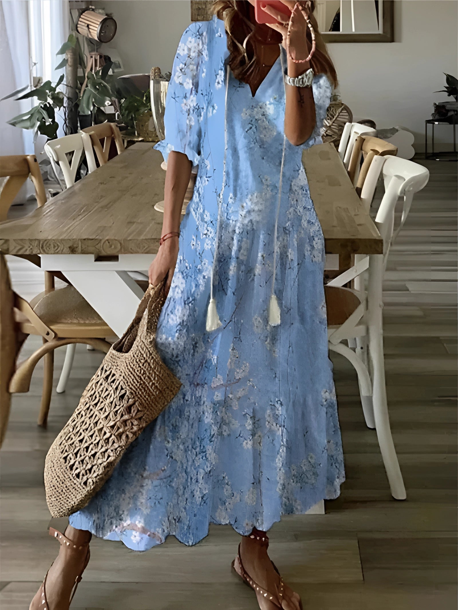 Diana | Dames Luchtige Bloemen Zomerjurk | Maxi