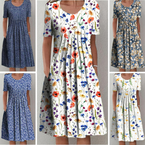 Elisa | Dames Luchtige Bloemen Zomerjurk | Midi