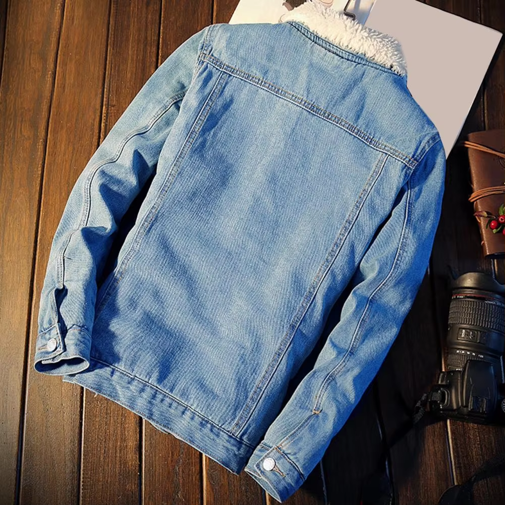 Heren Fleece Denim Jas | Warme & Stijlvolle Winterjas