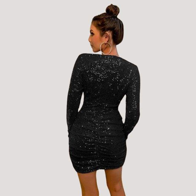 Dames Glanzende Pailletten Feestjurk | Mini