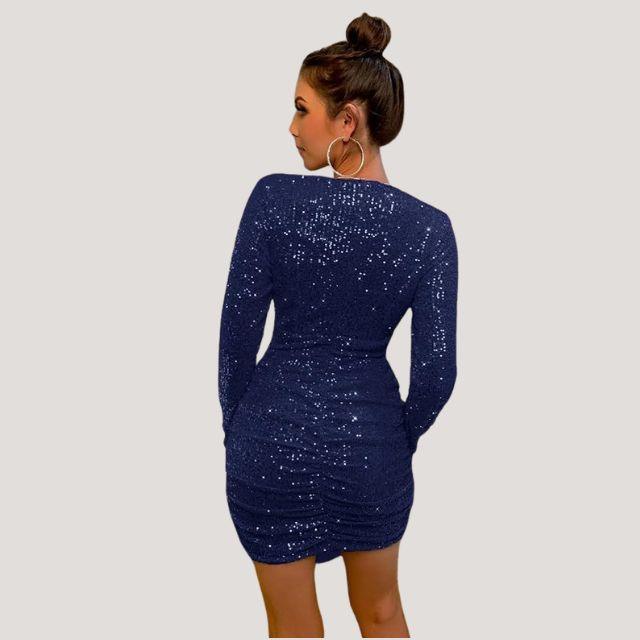 Dames Glanzende Pailletten Feestjurk | Mini